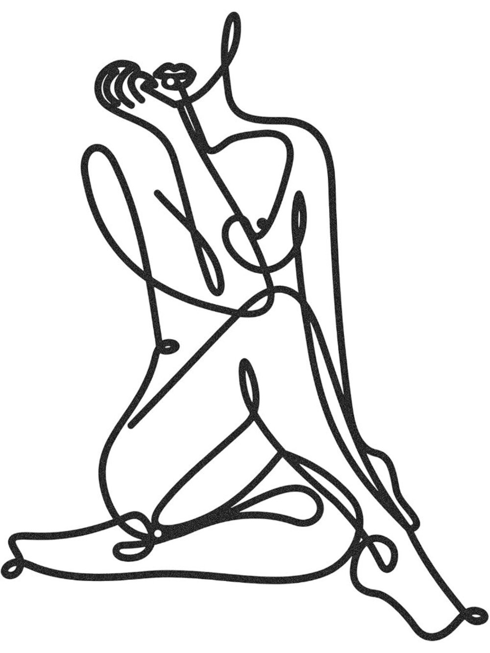 New Female Wire Line Metal Wall Art Black Abstract Body Sculpture 13.8 x 11.8 in